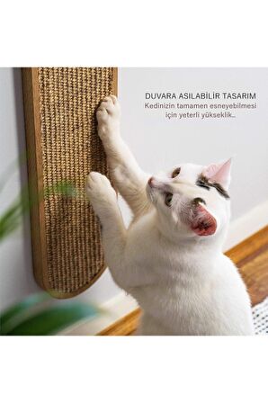 Duvara Monte Edilebilir Ahşap Kedi Tırmalama Tahtası