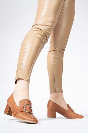 Hakiki Deri Kadın Loafer Günlük Önü Tokalı Casual Ayakkabı