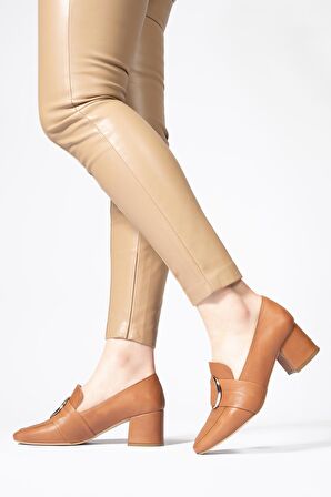 Hakiki Deri Kadın Loafer Günlük Önü Tokalı Casual Ayakkabı