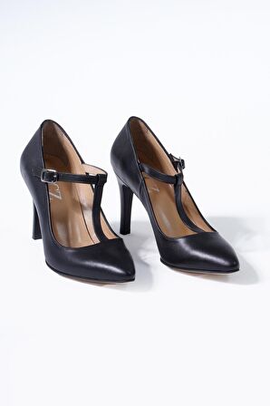 Hakiki Deri Kadın Topuklu Ayakkabı Sivri Burunlu