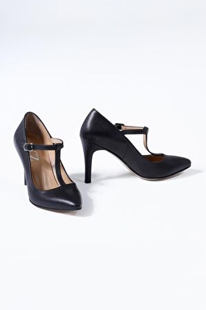 Hakiki Deri Kadın Topuklu Ayakkabı Sivri Burunlu