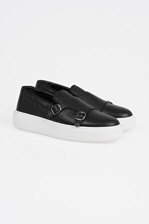 Hakiki Deri Erkek Monk Strap Kemer Detaylı Loafer Ayakkabı
