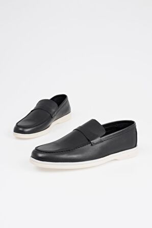 Hakiki Deri Erkek Ön Şerit Detaylı Loafer Ayakkabı