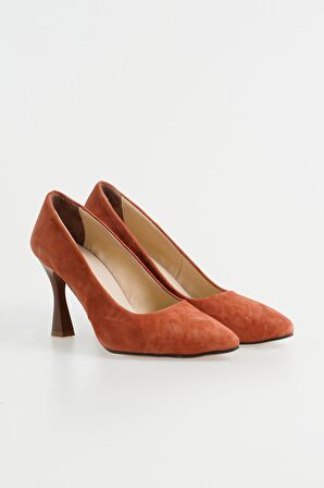 Kadın Süet Sivri Burun Kadeh Topuk Stiletto Ayakkabı
