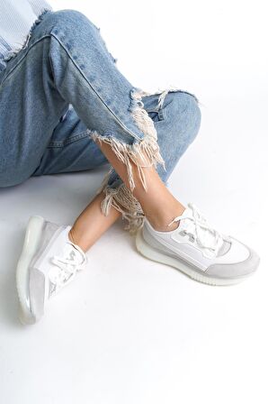 Kadın Sneaker Jel Taban Bağcıklı Rahat Günlük Spor Ayakkabı