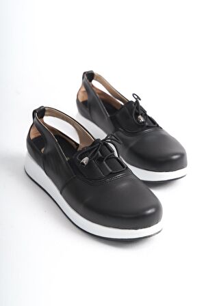 Kadın Yanları Açık Ortopedik Bağcıklı Rahat Günlük Ayakkabı