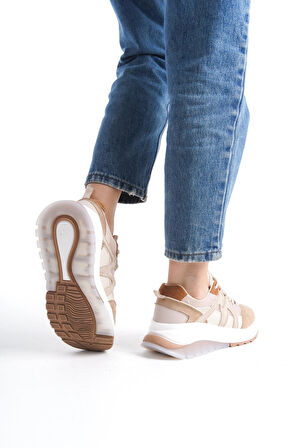 Kadın Kalın Taban Bağcıklı Zikzak Detaylı Günlük Spor Ayakkabı Sneaker