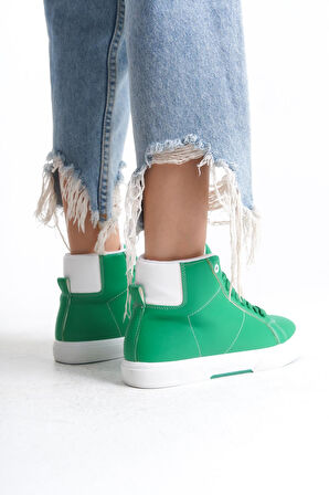 Kadın Günlük Sneaker Rahat Taban Bağcıklı Tam Kalıp High Sneaker