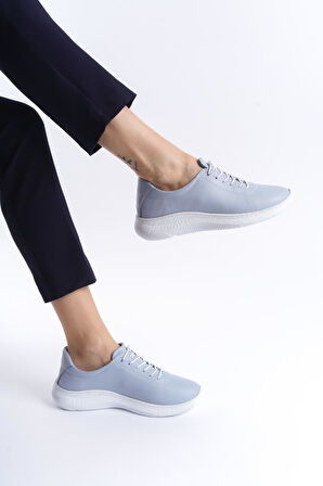 Kadın Hakiki Deri Kalın Taban Günlük Spor Ayakkabı Sneaker Bağcıklı Rahat Taban Ayakkabı