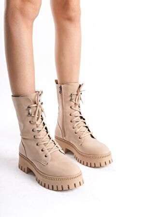 Kadın Kalın Tırtık Taban Bağcıklı Fermuarlı Günlük Postal Bot