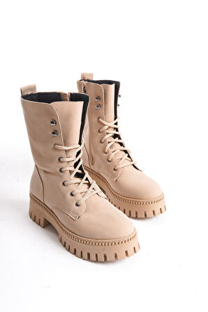 Kadın Kalın Tırtık Taban Bağcıklı Fermuarlı Günlük Postal Bot