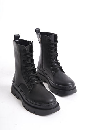 Kadın Tırtık Taban Postal Bot Bağcıklı Fermuarlı Rahat Taban Tam Kalıp Bot