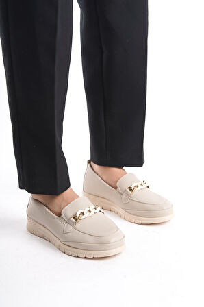 Kadın Önü Zincir Detaylı Comfort Taban Loafer Günlük Ayakkabı
