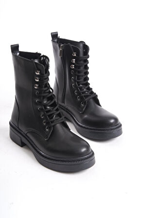 Kadın Günlük Düz Postal Bot Bağcıklı Tam Kalıp Fermuarlı Bot