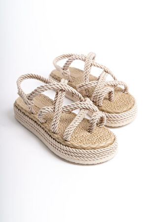 Kadın Bilekten Bağlamalı Rahat Günlük Halat Sandalet