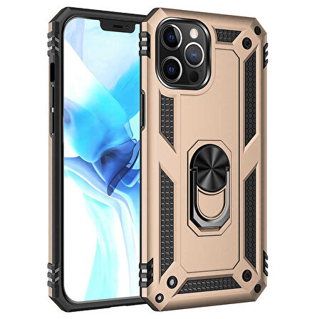 iPhone 12 Pro Kılıf Vega Tank Sert Yüzüklü Standlı Zırh Koruma Kapak