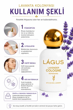 Lavanta Kolonyası LÁGUS Sakinleştirici Ferahlatıcı Doğal Bakım