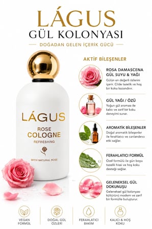 Gül Kolonyası LÁGUS Geleneksel Gül Özlü Ferahlatıcı Bakım