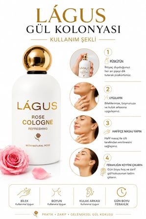 Gül Kolonyası LAGUS Geleneksel Gül Özlü Ferahlatıcı Bakım