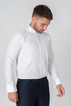 White Stone Venedik Pamuklu Slim Fit Ata Yaka Gömlek Beyaz
