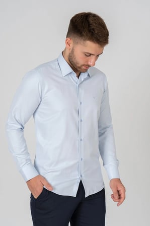 White Stone Verona G186  Pamuklu Regular Fit Düz Gömlek Buz Mavisi