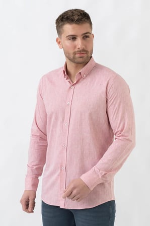 White Stone Malta G2303 Keten Regular Fit Pamuklu Gömlek Kırmızı
