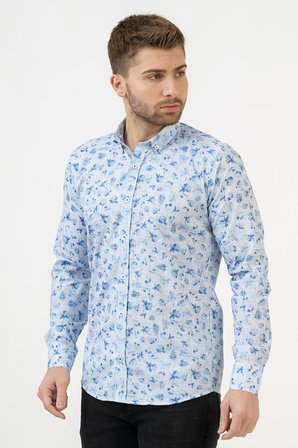 White Stone Cáceres G2314 Regular Fit Pamuklu Likralı Gömlek Desenli