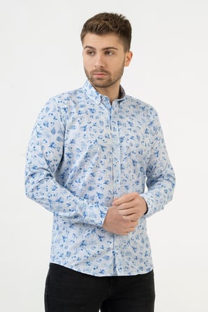 White Stone Cáceres G2314 Regular Fit Pamuklu Likralı Gömlek Desenli