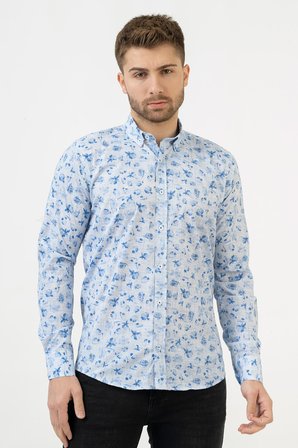 White Stone Cáceres G2314 Regular Fit Pamuklu Likralı Gömlek Desenli