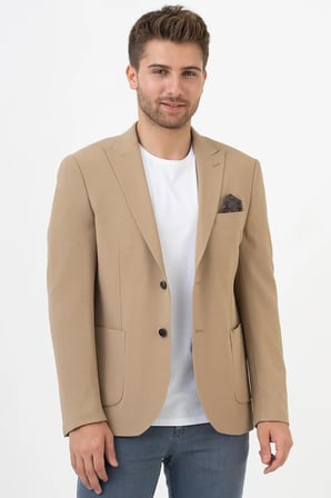 White Stone Puebla C189 Regular Fit 6 Drop Likralı Ceket Bej