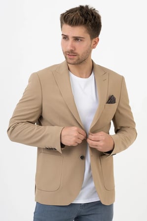 White Stone Puebla C189 Regular Fit 6 Drop Likralı Ceket Bej