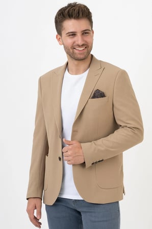 White Stone Puebla C189 Regular Fit 6 Drop Likralı Ceket Bej
