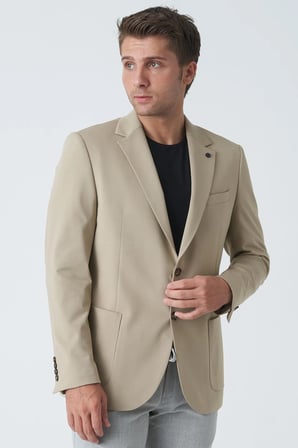 White Stone Belfast C4010 Slim Fit 6 Drop Ceket Bej
