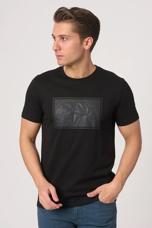 WHİTE STONE  2025-Y  3115  BİSİKLET YAKA TSHIRT    SİYAH