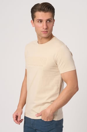 WHİTE STONE  2025-Y  3193  BİSİKLET YAKA TSHIRT    BEJ
