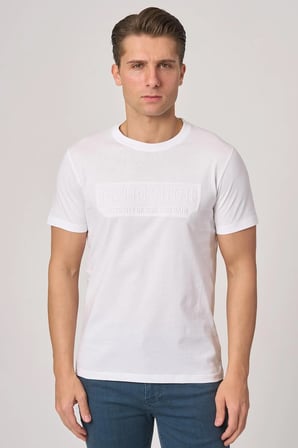 WHİTE STONE  2025-Y  3193  BİSİKLET YAKA TSHIRT    BEYAZ