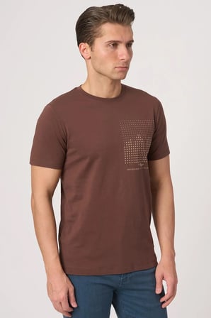 WHİTE STONE  2025-Y  3076  BİSİKLET YAKA TSHIRT    KAHVE