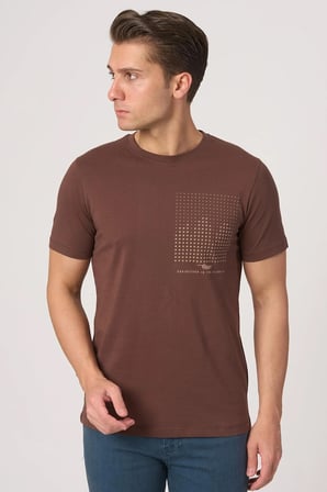 WHİTE STONE  2025-Y  3076  BİSİKLET YAKA TSHIRT    KAHVE