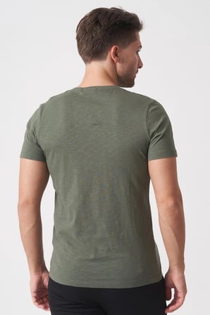 White Stone Brasília 3148 Slim Fit Pamuklu Likralı Bisiklet Yaka T-Shirt  Haki