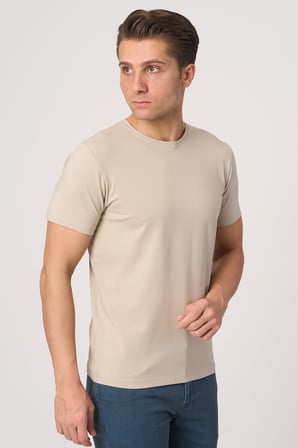 WHİTE STONE  2025-Y  2576  BİSİKLET YAKA TSHIRT    BEJ