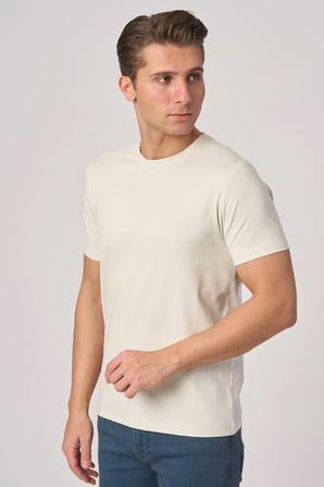 WHİTE STONE  2025-Y  2576  BİSİKLET YAKA TSHIRT    FİL DİŞİ