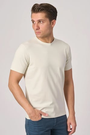 WHİTE STONE  2025-Y  2576  BİSİKLET YAKA TSHIRT    FİL DİŞİ