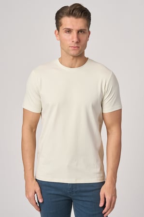 WHİTE STONE  2025-Y  2576  BİSİKLET YAKA TSHIRT    FİL DİŞİ