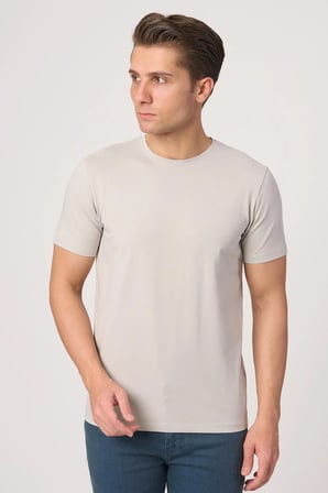 WHİTE STONE  2025-Y  2576  BİSİKLET YAKA TSHIRT    GÜMÜŞ
