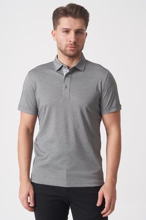 White Stone Fortaleza 3153 Slim Fit Pamuklu Polo Yaka T-Shirt  Siyah Gri