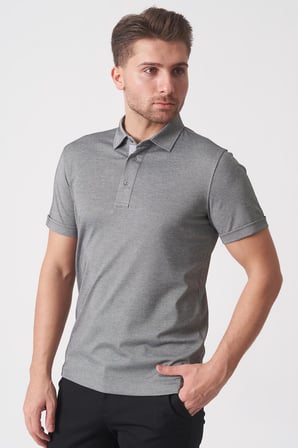 White Stone Fortaleza 3153 Slim Fit Pamuklu Polo Yaka T-Shirt  Siyah Gri