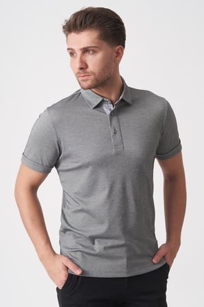 White Stone Fortaleza 3153 Slim Fit Pamuklu Polo Yaka T-Shirt  Siyah Gri