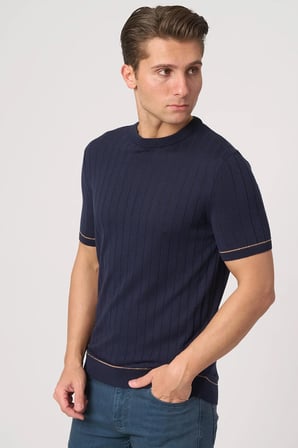 WHİTE STONE  2025-Y  25050 O YAKA FİTİLLİ TSHIRT    LACİ