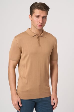 WHİTE STONE  2025-Y  25251 POLA YAKA DÜG.BASIC  TSHIRT    VİZON