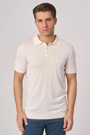 WHİTE STONE  2025-Y  25251 POLA YAKA DÜG.BASIC  TSHIRT    EKRU